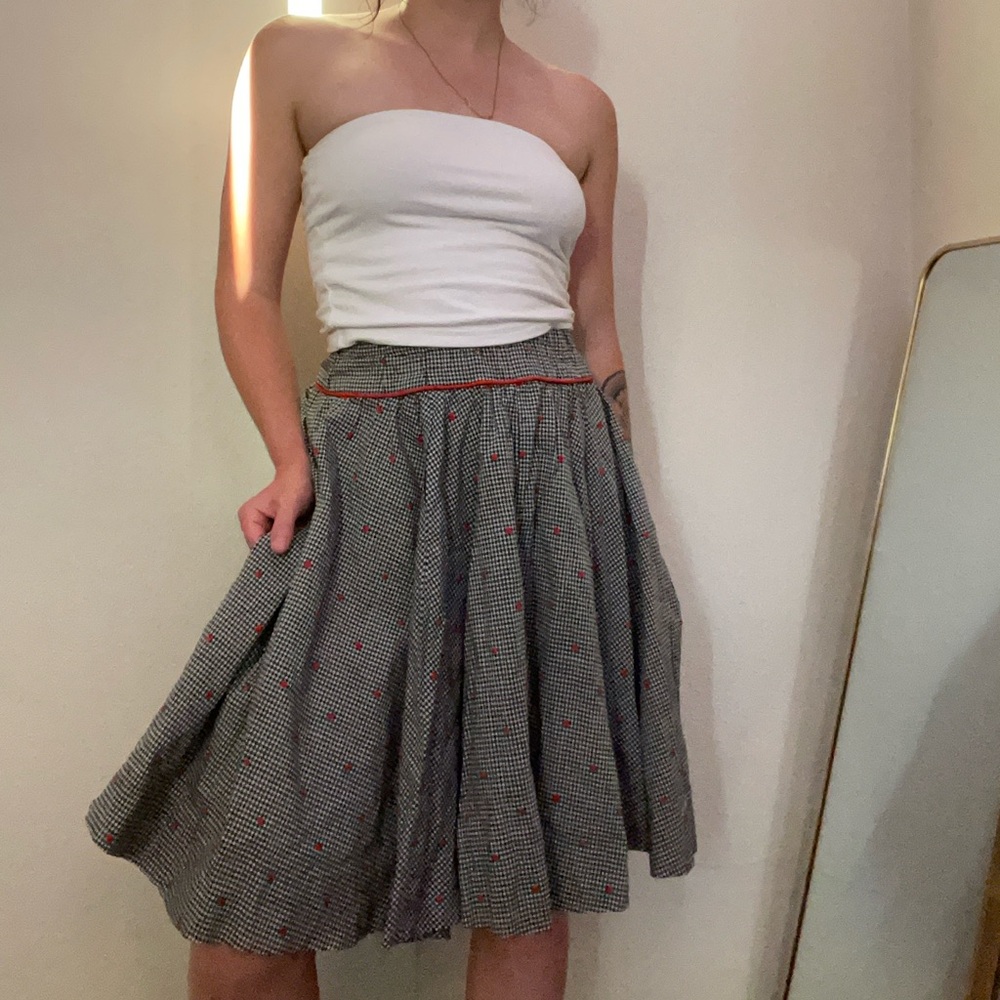 Vintage Gingham Polka Dot Skirt